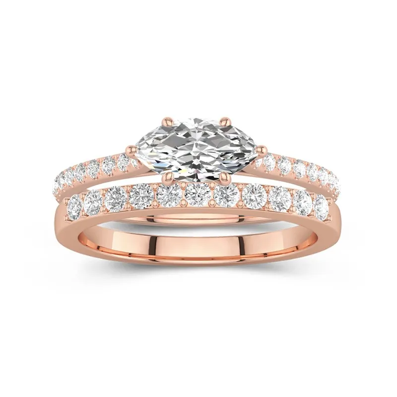 Délicat Femme Or rose 18 carats Ensemble nuptial