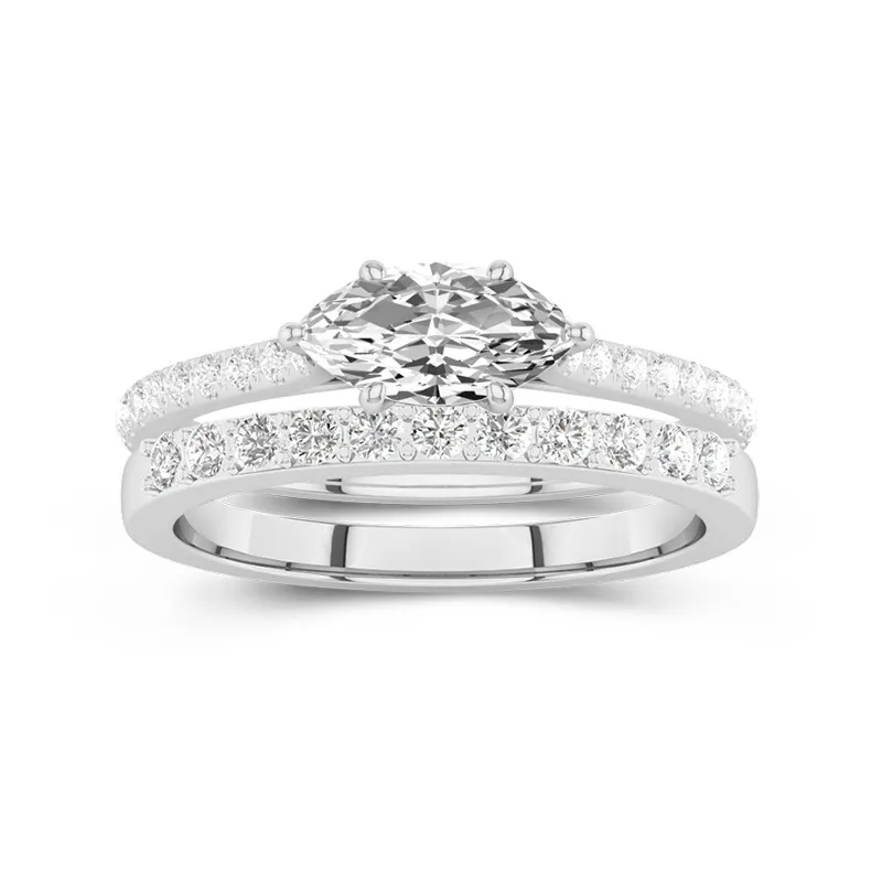 Délicat Femme Or blanc 18 carats Ensemble nuptial