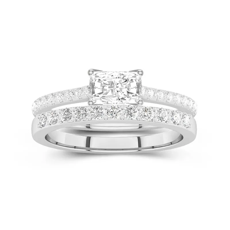 Délicat Femme Or blanc 14 carats Ensemble nuptial