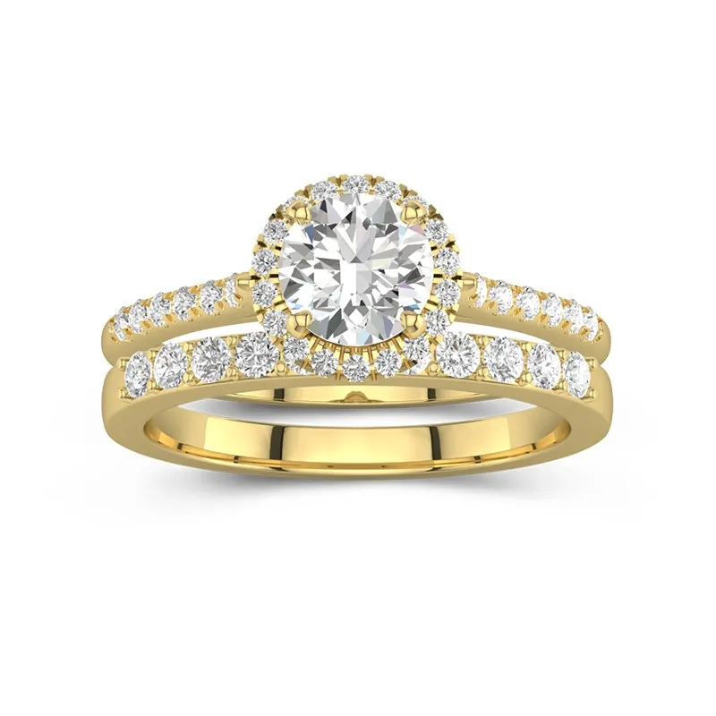 18K Yellow Gold Plated Antique Wedding Ring Set