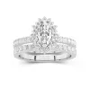 925 Sterling Silver Halo Cluster Straight Shank Wedding Ring Set