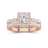 925 Sterling Silver Moissanite Wedding Ring Set