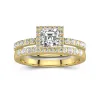 925 Sterling Silver Moissanite Wedding Ring Set