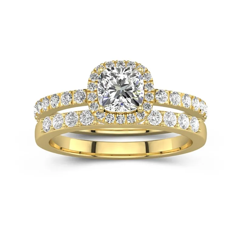 18K Gold Moissanite Wedding Ring Set