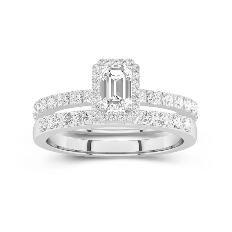 Platinum Moissanite Wedding Ring Set