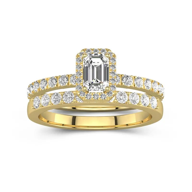 18K Gold Moissanite Wedding Ring Set