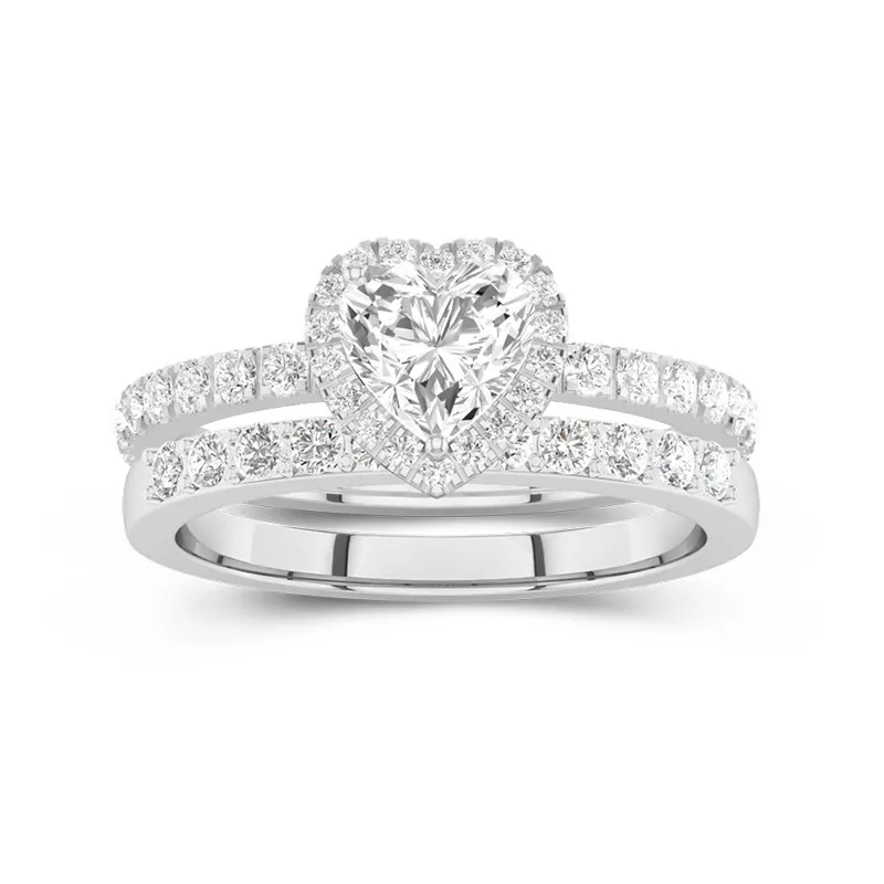 14K White Gold Moissanite Wedding Ring Set