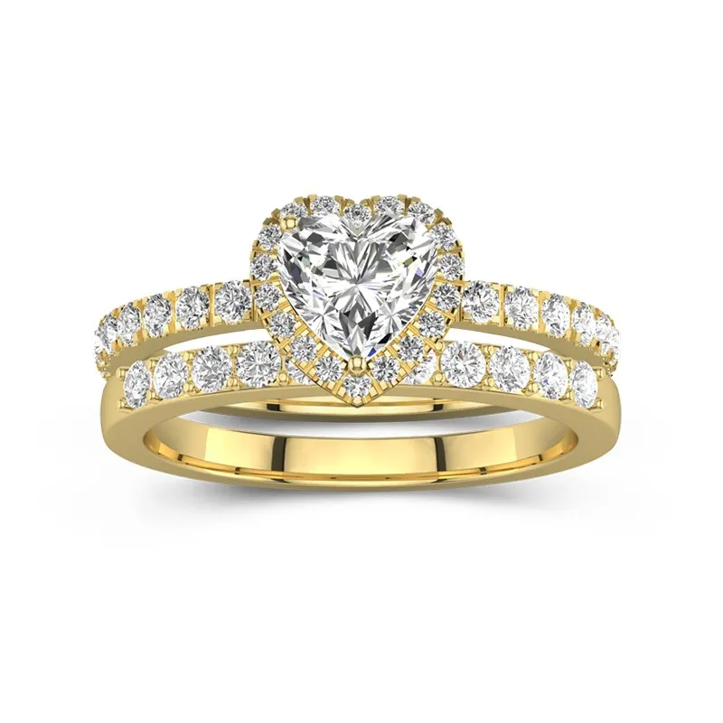 14K Gold Moissanite Wedding Ring Set