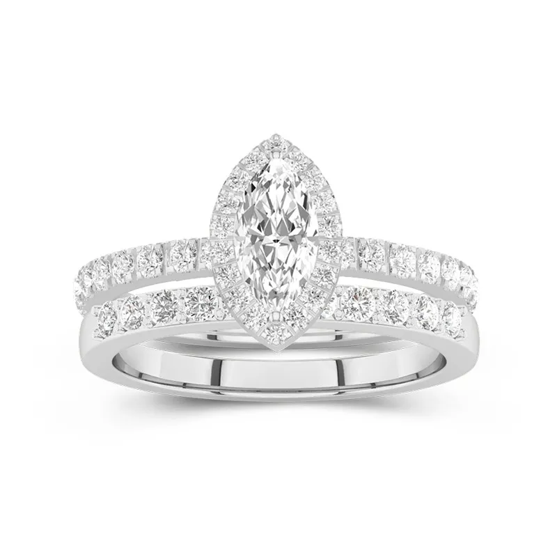 925 Sterling Silver Moissanite Wedding Ring Set