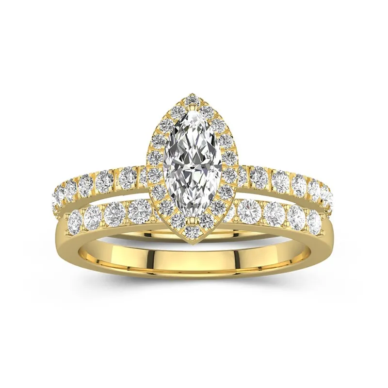 14K Gold Moissanite Wedding Ring Set