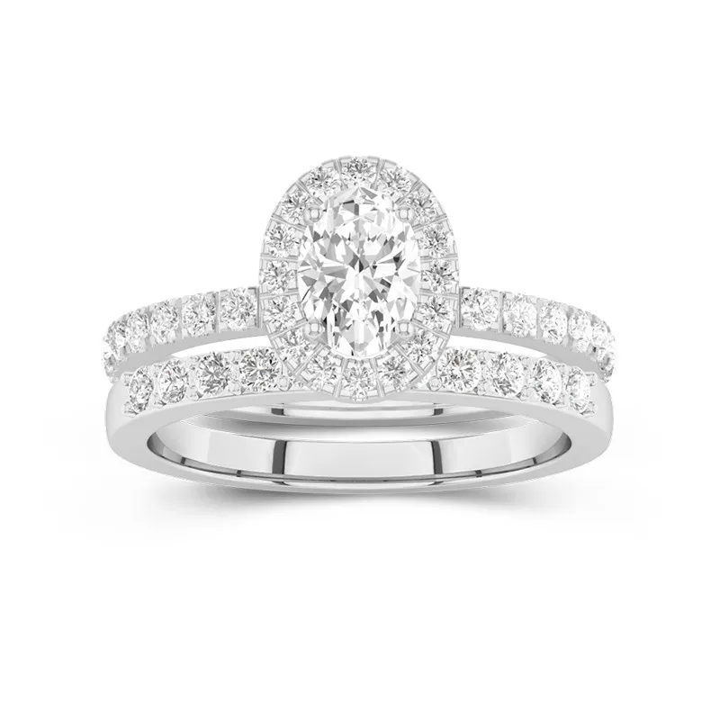 18K White Gold Moissanite Wedding Ring Set