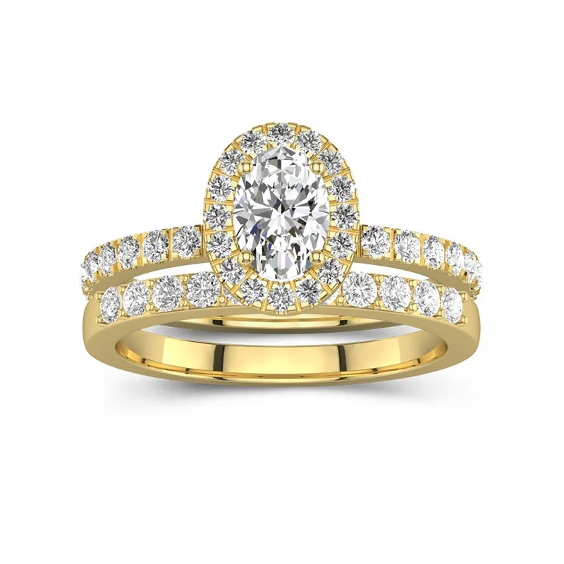 18K Gold Moissanite Wedding Ring Set