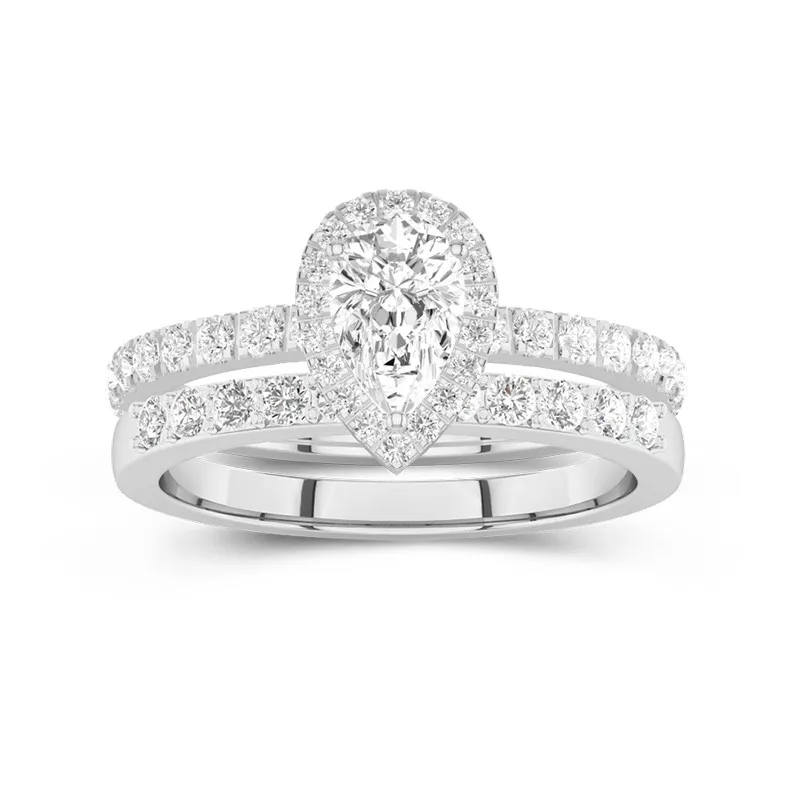 Platinum Moissanite Wedding Ring Set