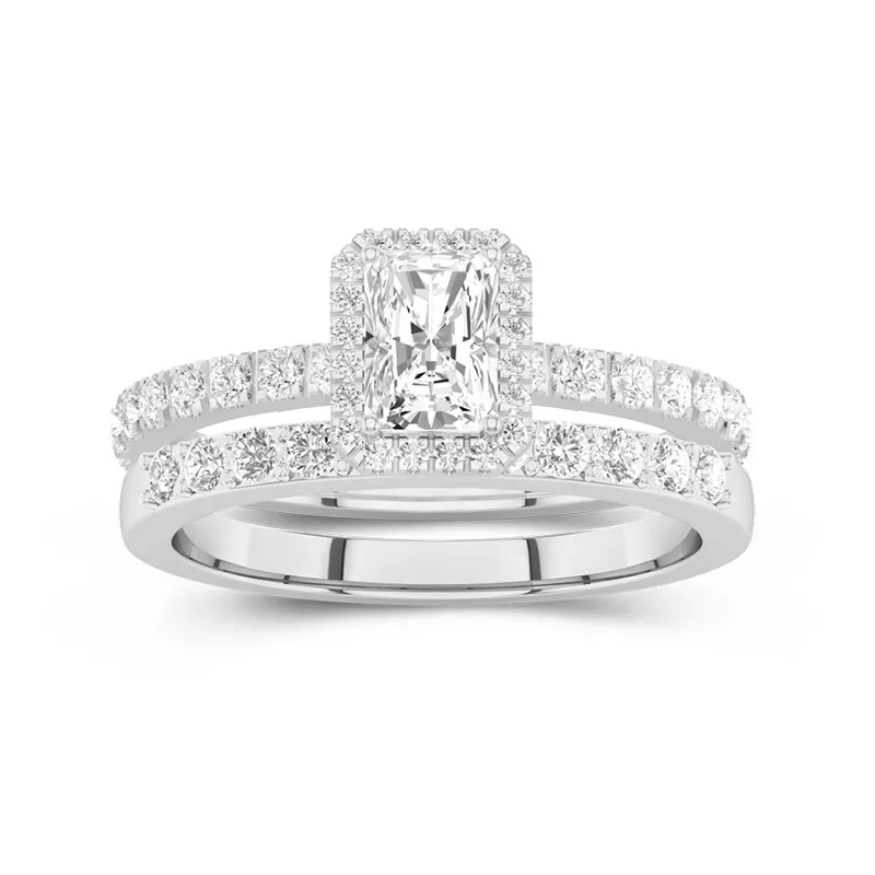 Platinum Moissanite Wedding Ring Set