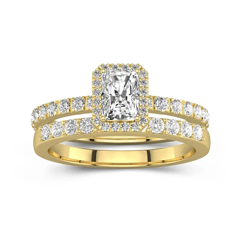 18K Gold Moissanite Wedding Ring Set