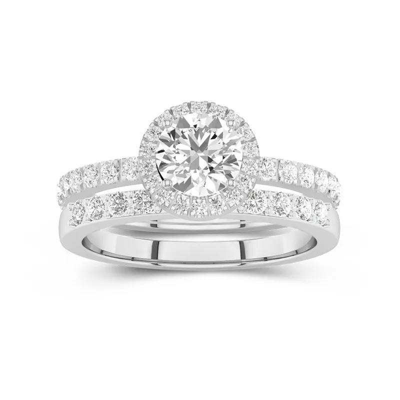 Or blanc 18 carats Moissanite Ensemble d'alliances