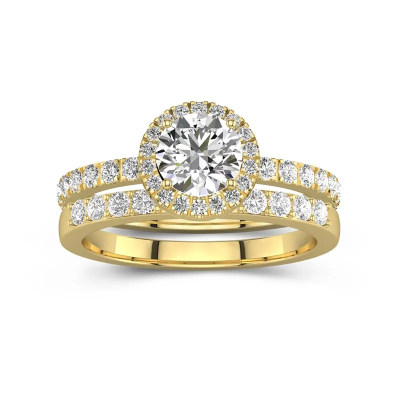 18K Gold Moissanite Wedding Ring Set