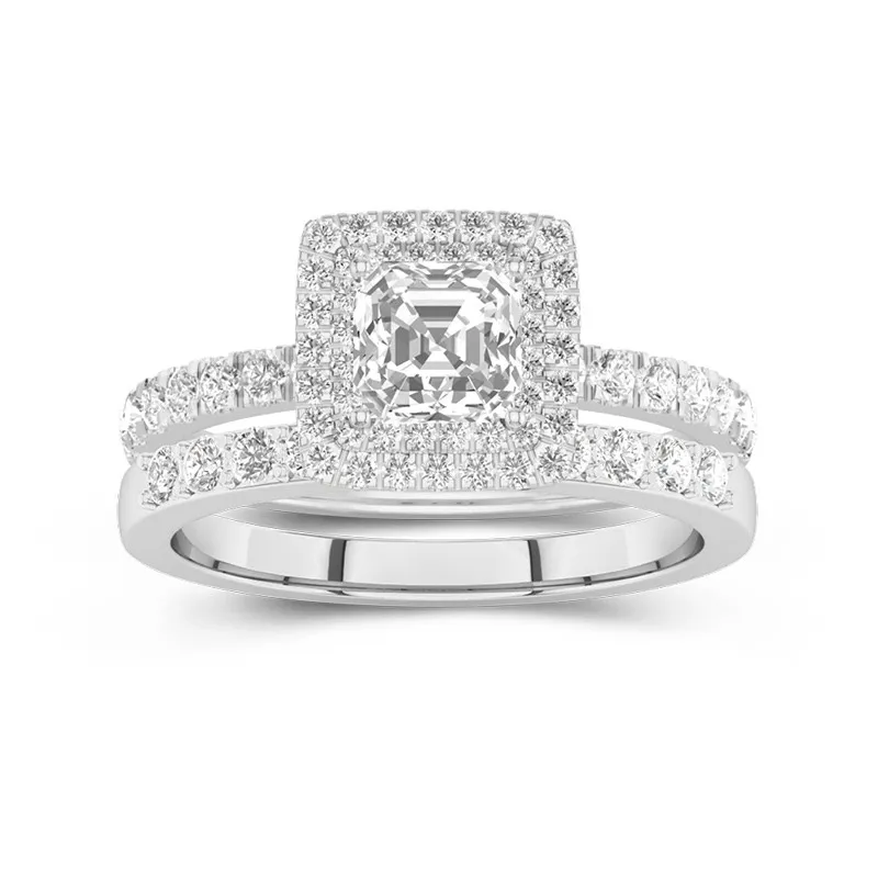 1.00ct Moissanite Wedding Ring Set 925 Sterling Silver