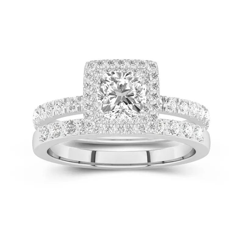 1.00ct Moissanite Wedding Ring Set 925 Sterling Silver