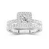 1.00ct Moissanite Wedding Ring Set Platinum