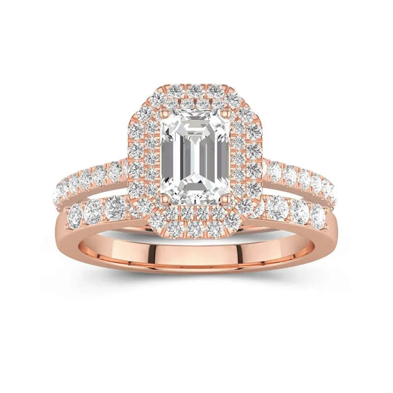 1.00ct Moissanite Wedding Ring Set 18K Rose Gold