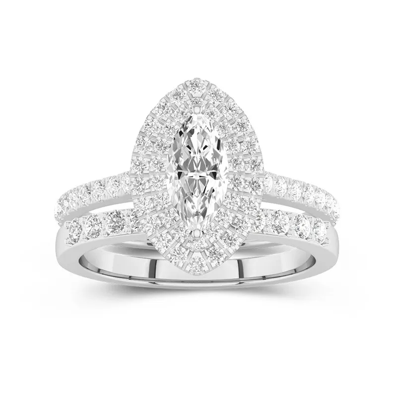 1.00ct Moissanite Wedding Ring Set 925 Sterling Silver