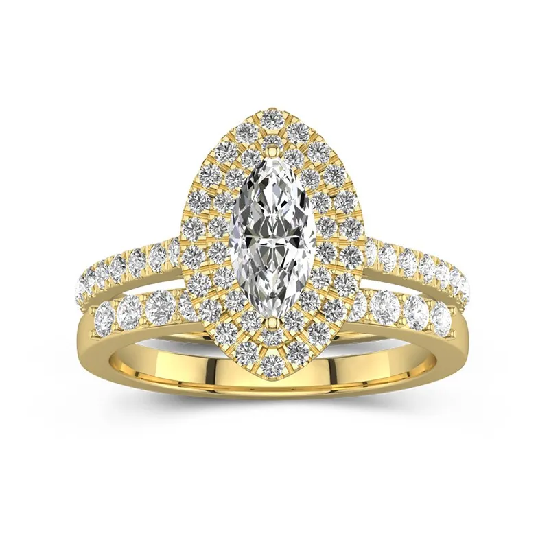 1.00ct Moissanite Wedding Ring Set 18K Gold