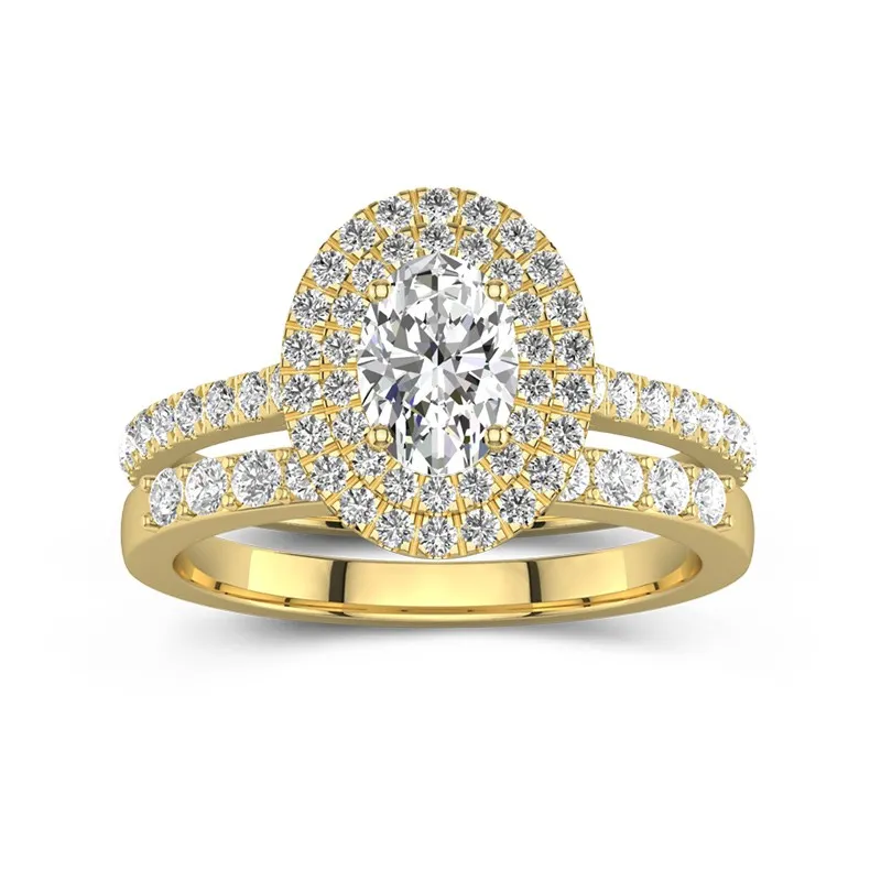 1.00ct Moissanite Wedding Ring Set 18K Gold