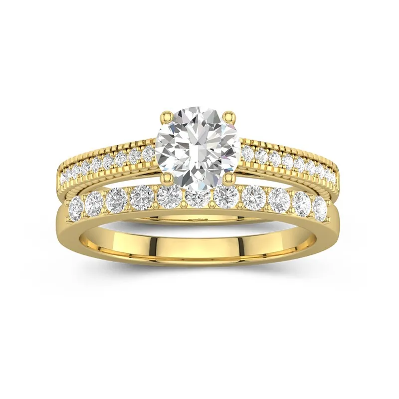 Or jaune 18 carats Plaqué Rétro Ensemble nuptial