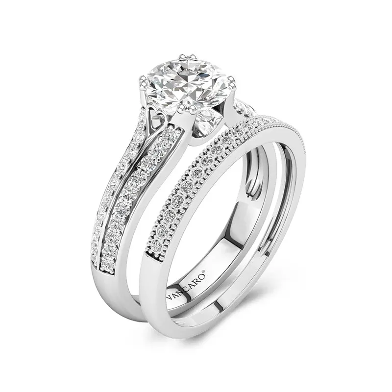 Pavé Wedding Ring Set 1.25ct Cubic Zirconia