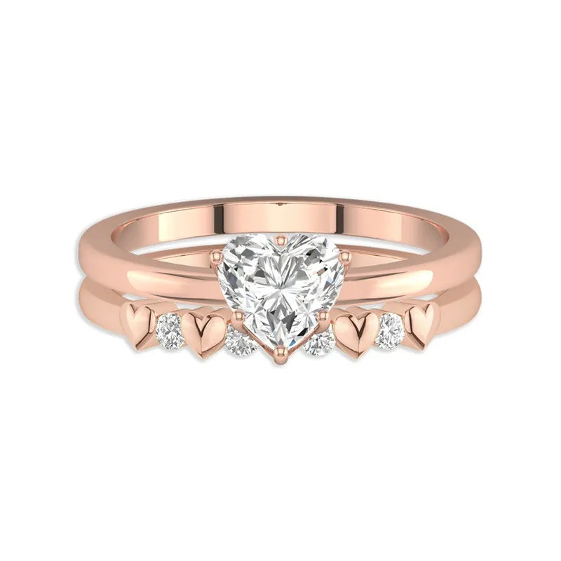 1.50ct Moissanite Wedding Ring Set 18K Rose Gold