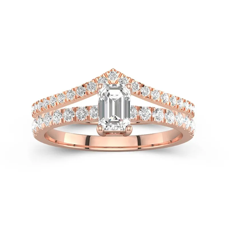 18K Rose Gold Plated Dainty Wedding Ring Set