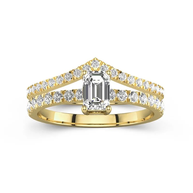 18K Yellow Gold Plated Dainty Wedding Ring Set