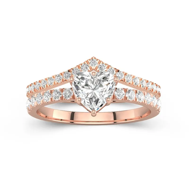 18K Rose Gold Plated Dainty Wedding Ring Set