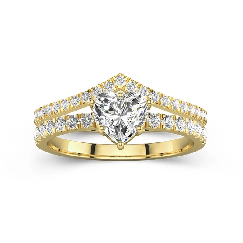 18K Yellow Gold Plated Dainty Wedding Ring Set