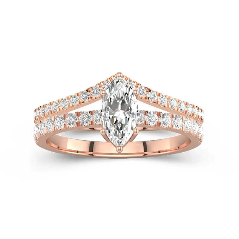 18K Rose Gold Plated Dainty Wedding Ring Set