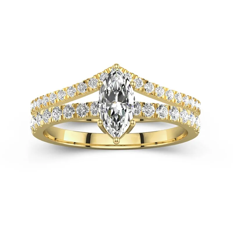 18K Yellow Gold Plated Dainty Wedding Ring Set