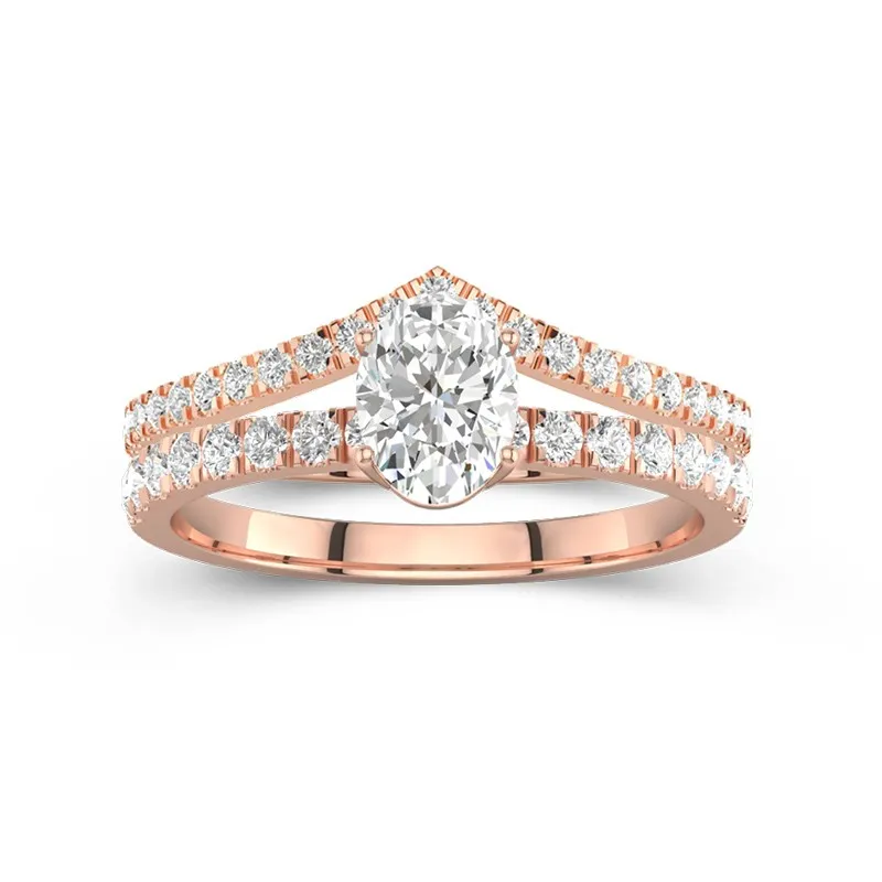 18K Rose Gold Plated Dainty Wedding Ring Set