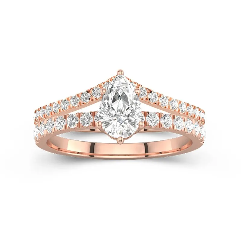 18K Rose Gold Plated Dainty Wedding Ring Set