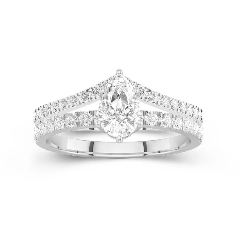 White Gold Plated Dainty Wedding Ring Set