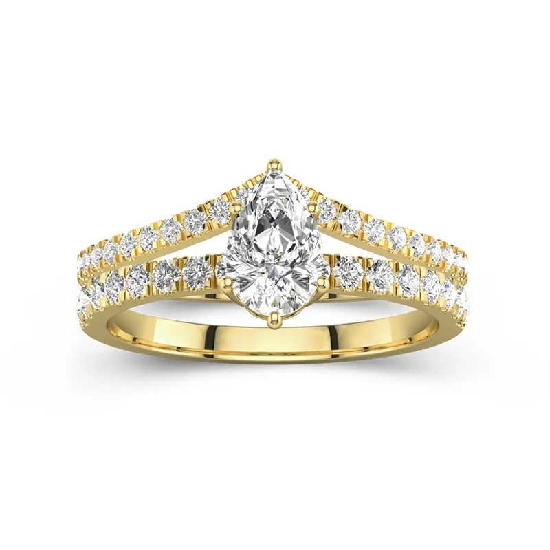 18K Yellow Gold Plated Dainty Wedding Ring Set