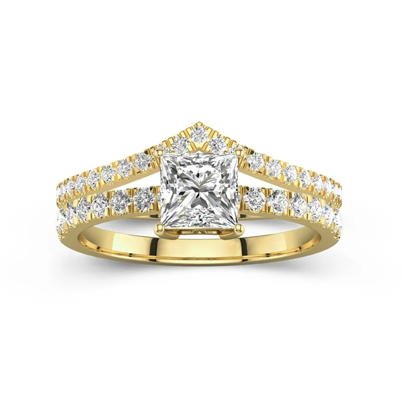 18K Yellow Gold Plated Dainty Wedding Ring Set