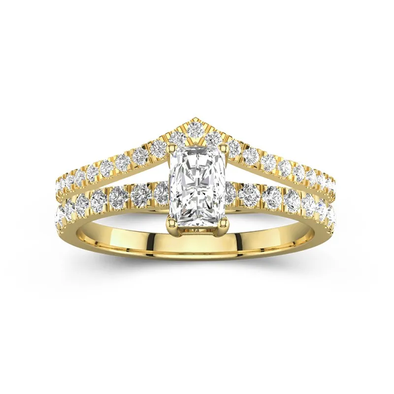 18K Yellow Gold Plated Dainty Wedding Ring Set