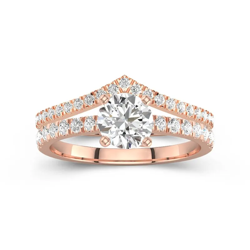 18K Rose Gold Plated Dainty Wedding Ring Set