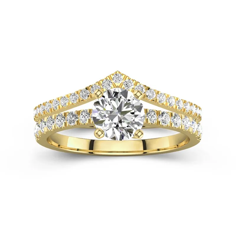 18K Yellow Gold Plated Dainty Wedding Ring Set