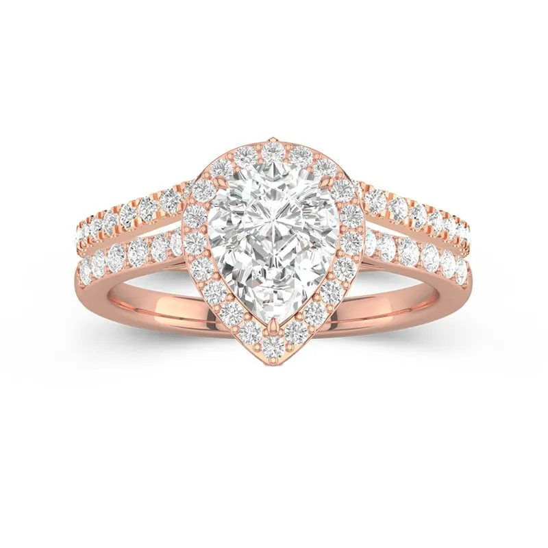 18K Rose Gold Plated Vintage Wedding Ring Set