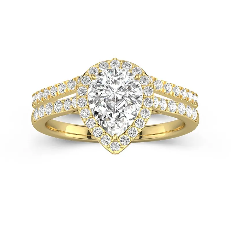 18K Yellow Gold Plated Vintage Wedding Ring Set