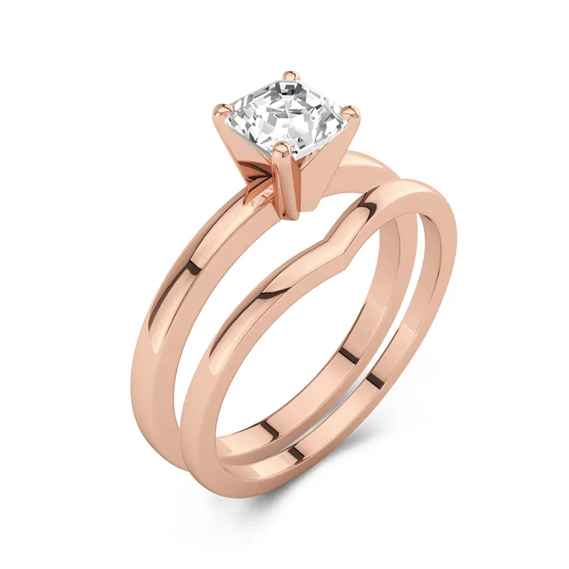 1.00ct Moissanite Wedding Ring Set 14K Rose Gold