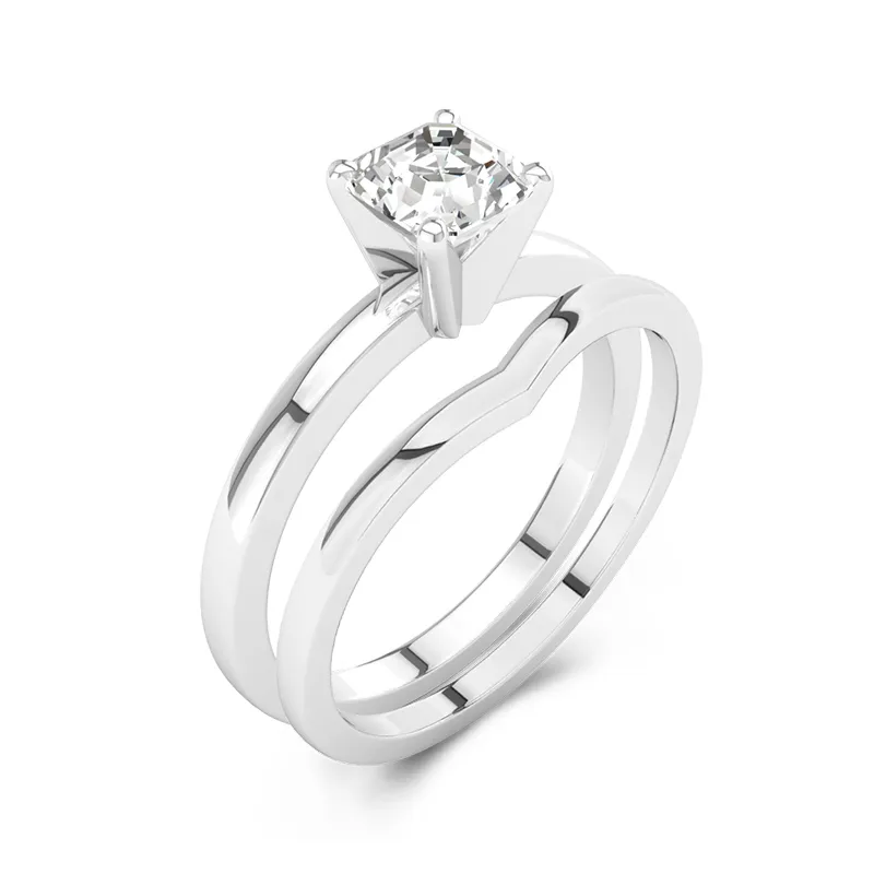 2.00ct Moissanite Wedding Ring Set 18K White Gold