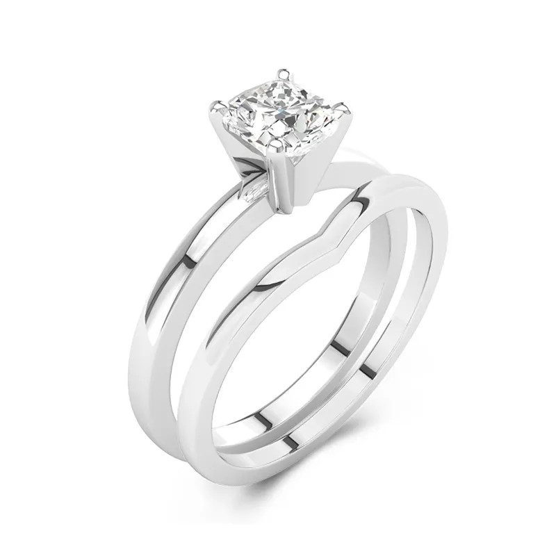 1.00ct Moissanite Wedding Ring Set Platinum